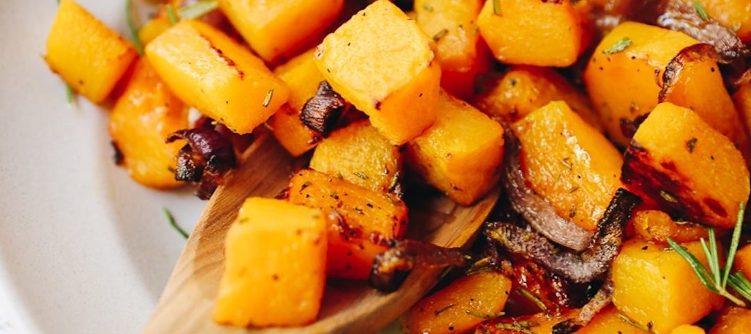 Roasted butternut squash with pecans