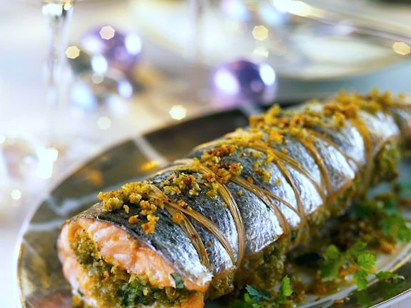 Stuffed Whole Salmon with Almonds and Herbs - Farm Fresh Nuts